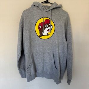 Buc-ees Pullover Hoodie Mens Medium Gray Sweatshirt Casual Cozy Unisex Classic